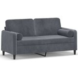 vidaXL Kavč dvosed z okrasnimi blazinami temno siv 140 cm žamet | Shoptok.si