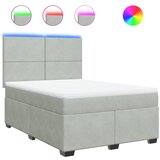 vidaXL Box spring postelja z vzmetnico svetlo siv 140x190 cm žamet, (21306319) Cene