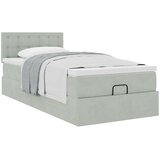 vidaXL Otomanski posteljni okvir z vzmetnico siv 80x200 cm žamet | Shoptok.si