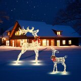 Veseli december Božična dekoracija v obliki severnih jelenov s 50 LED lučkami, osvetljena jelena | Shoptok.si