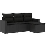  The Living Store Vrtna sedežna garnitura 4-delna z blazinami črna poli ratan - Vrtna Sedežna Garniture, (21447683) | Shoptok.si