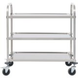 vidaXL Kuhinjska kolica s 3 razine od nehrđajućeg čelika 96,5x55x90 cm | shoptok.hr