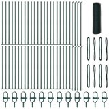 vidaXL heksagonska ograja zelena 1x100 m jeklo, ograjni stebri s podstavki 13 kos Ø32mm 110cm pocinkano jeklo | Shoptok.si