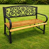  Vrtna klupa za park, terasu, metalna, drvena, za 2 osobe, 118 cm | shoptok.hr