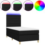  Box spring postelja z vzmetnico LED črna 90x190 cm blago | Shoptok.si