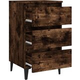  Nočna omarica s kovinskimi nogami dimljeni hrast 40x35x69 cm, (20624100) | Shoptok.si
