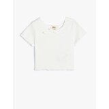 Koton Crop T-Shirt Short Sleeve Ribbed Cotton Cene