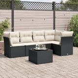 vidaXL 6-dijelni set vrtnih sofa s jastucima crni od poliratana | shoptok.hr