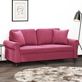 vidaXL Dvosjed s ukrasnim jastucima boja vina 140 cm baršunasti u