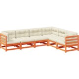  The Living Store Vrtna sedežna garnitura 6-delna z blazinami voščeno rjava - Vrtna Sedežna Garnitura, (21451402) | Shoptok.si