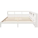  Knjižna postelja brez vzmetnice bela 200x200 cm trdna borovina | Shoptok.si