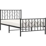 Metalni okvir kreveta uzglavlje i podnožje crni 100x190 cm | shoptok.hr