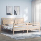 Maison Chic Posteljni okvir - Dvoposteljna postelja - Zakonska postelja z vzglavjem trden les-J16590, (21762706) | Shoptok.si