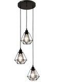 vidaXL Stropna svetilka z diamantnim dizajnom črna 3x E27 žarnice, (20618384) | Shoptok.si