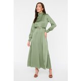 Trendyol Green Belted Collar and Cuff Draped Detailed Woven Hijab Evening Dress | Shoptok.si