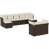  9-dijelni set vrtnih sofa s jastucima poliratan smeđi | shoptok.hr