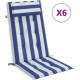  Jastuci za visoku stolicu 6 kom plavo-bijele pruge od tkanine | shoptok.hr