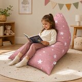 Ginger Home Детски Пуф Лежанка Little Stars, 100% Памук, Розов Барбарон със Звезди, 127x81x76 см | shoptok.hr