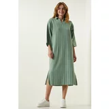 Happiness İstanbul Women's Water Green Polo Neck Oversize Knitwear Dress