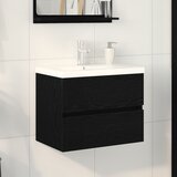 vidaXL Pult za umivalnik z vgrajenim umivalnikom Črni hrast iz vezanega lesa, Pult za umivalnik Črni hrast 60x38,5x45 cm iz vezanega lesa | Shoptok.si