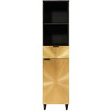 vidaXL Kopalniška omarica s predalom Črna in zlata 38 x 33 x 160 cm | Shoptok.si