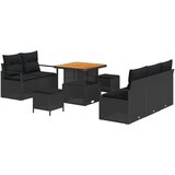 vidaXL 8-dijelni vrtni sofa set s jastučićima crni poli ratan akacija, 2-sjedna vrtna sofa s jastučićima crni poli ratan, 3-dijelni vrtni blagovaonski set s jastučićima crni poli ratan akacija | shoptok.hr