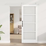  Klizna vrata 83 x 202 cm Masivna borovina i staklo Bijelo | shoptok.hr