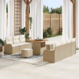  Set vrtnog namještaja s 10 komada i jastučićima Bež Poly Rattan Akacija | shoptok.hr