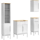  Set namještaja za kupaonicu 4 pcs Bijelo Čvrsto borovo drvo | shoptok.hr