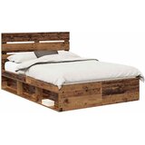  Krevetna konstrukcija s uzglavljem Staro drvo 140 x 190 cm | shoptok.hr