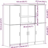  Komplet kuhinjskih omaric 3-delni dimljen hrast inženirski les, (21814538) | Shoptok.si