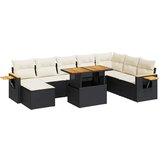 vidaXL Vrtna sedežna garnitura z blazinami 9-delna črn ratan/akacija, (21783429) | Shoptok.si