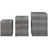 Furnova Stranske mizice 3 kosi s stekleno površino siv poli ratan, (21914308) | Shoptok.si