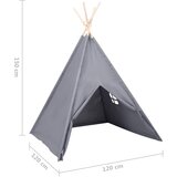 Dječji šator tipi od breskvine kore sivi 120 x 120 x 150 cm | shoptok.hr