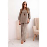 Kesi Włoski Women's set made of viscose, blouse with necklace and pants fango | Shoptok.si