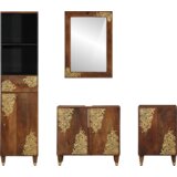 vidaXL set namještaja za kupaonicu od 4 komada od čvrstog drveta manga, ormarić za sudoper 62x33x58 cm od čvrstog drveta manga, ogledalo 50x70x3 cm od čvrstog drveta manga, komoda 38x33x160 cm od čvrstog drveta manga, ormarić za kupaonicu 38x33x58 cm od čvrstog drveta manga | shoptok.hr
