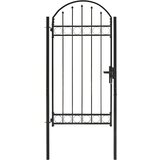  Vrata za ograjo zaobljena jeklo 100x250 cm črna | Shoptok.si
