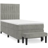 vidaXL Box spring postelja z vzmetnico svetlo siv 90x190 cm žamet, (20791629) Cene