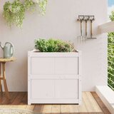 vidaXL Vrtno cvetlično korito belo 70x70x70 cm trdna borovina | Shoptok.si