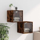 vidaXL Nočna omarica s steklenimi vrati 2 kosa dim. hrast 35x37x35 cm | Shoptok.si