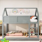Möbrio Pogradna postelja 90x200 cm - s stopnicami - konstrukcija iz masivnega lesa - siva, (22060424) | Shoptok.si