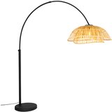 QAZQA Orientalska obločna svetilka črna z naravnim bambusom - Pua | Shoptok.si