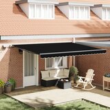vidaXL Ročna retraktibilna tenda z LED Črna 450x300 cm, Tenda zamenjava tkanine za okvir 4.5x3 m Črna Cene