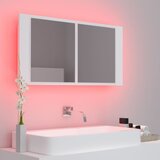  LED kupaonski ormarić s ogledalom bijeli 90x12x45 cm akrilni | shoptok.hr