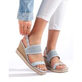 Shelvt Blue women's wedge sandals | shoptok.hr