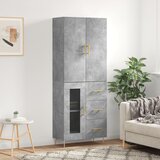 vidaXL Visoka komoda siva betona 69 5x34x180 cm od konstruiranog drva | shoptok.hr