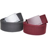 Urban Classics Accessoires Colored Buckle Canvas Belt 2-Pack bordeaux/charcoal Cene