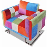Motiv Kockasta Fotelja s Kromiranim Nogama Patchwork Dizajn Tkanina Cijene