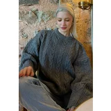 Madmext Anthracite Crew Neck Knitted Knitwear Sweater