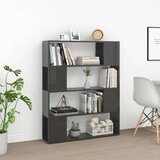 Ormarić za knjige / pregrada visoki sjaj sivi 100 x 24 x 124 cm | shoptok.hr